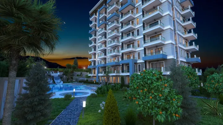 Evening view of the complex