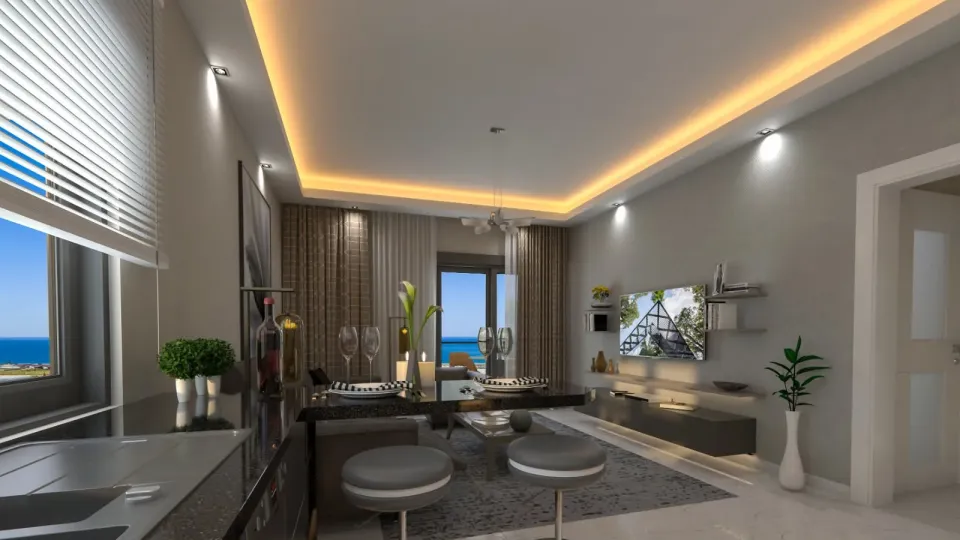 Living room with sea view