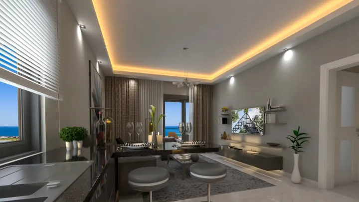 Living room with sea view